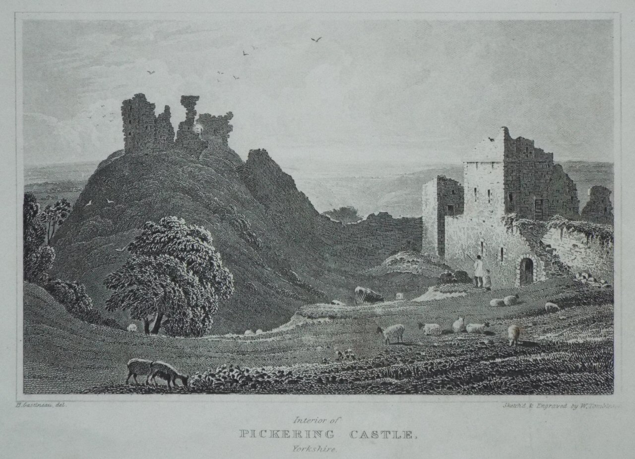 Print - Interior of Pickering Castle. Yorkshire. - Tombleson